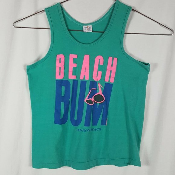 Vtg 90s Beach Bum Cannon Beach Tank Top XL Green - Picture 2 of 9